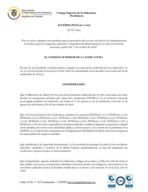 Acuerdo PCSJA20-11632